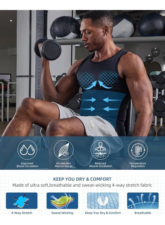 Men's Four Seasons Classic Black and White Solid Color Large Size Narrow Shoulder Tank Top Comfortable Sports Fitness Shirt - Image 4